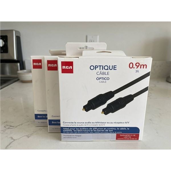 3 RCA 0.9m Optical Audio Cables