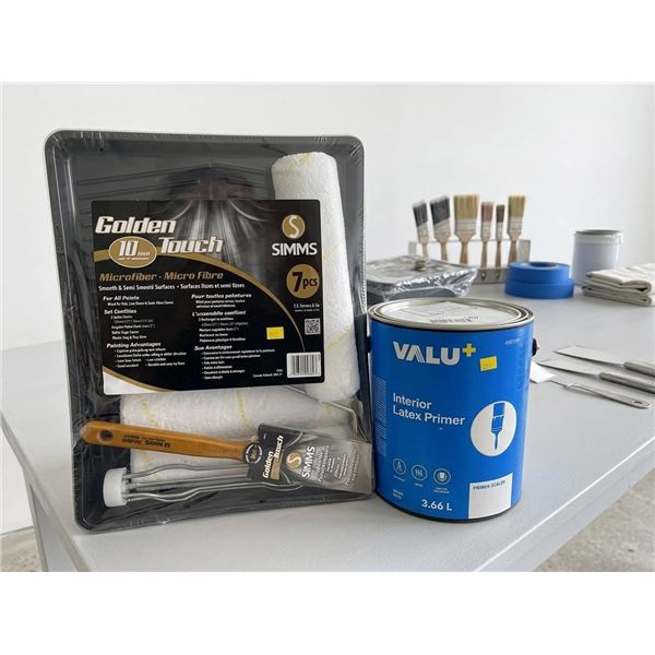 Valu+ Interior Latex Primer 3.66L and Simms 7pc Paint Set