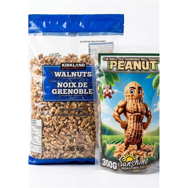 Kirkland Walnuts and Sunshine Co. Peanuts