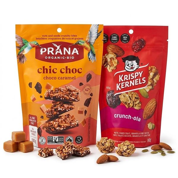 2 PRANA Chic Choc and 4 Krispy Kernels Snacks