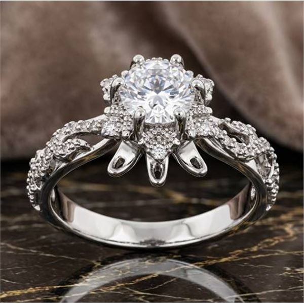 Ladies 1.0 Carat Brilliant Cut Solitaire Cluster Top Ring Size 7