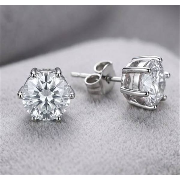 $1975.00 - 4.00 CT TW GRA CERTIFIED ROUND BRILLIANT CUT STUD EARRINGS