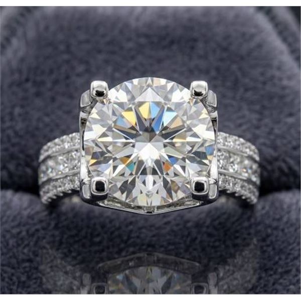 $3275.00 - 5.00 CT GRA CERTIFIED ROUND BRILLIANT CUT MOISSANITE RING