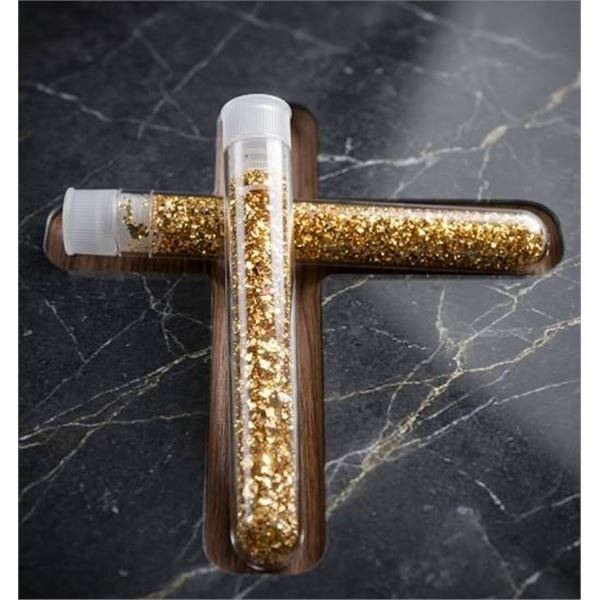 Two Large Vials of Golden flake material