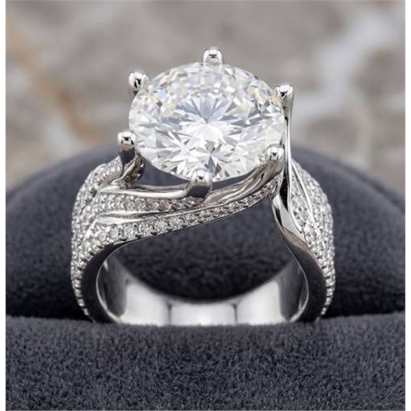 $3250.00 - 5.00 CT GRA CERTIFIED ROUND BRILLIANT CUT MOISSANITE RING