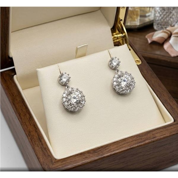 $1500.00 - 2.00 CT GRA CERTIFIED ROUND BRILLIANT CUT MOISSANITE EARRINGS