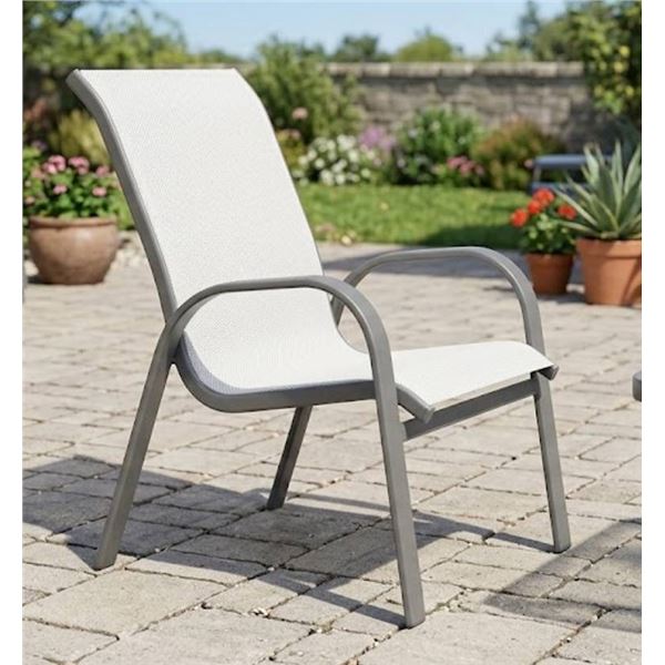 Lot of 3 Gray Mesh Patio Chairs