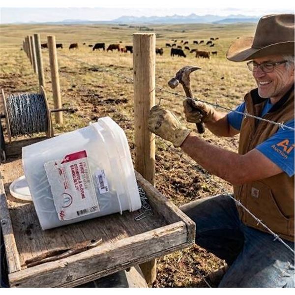 50 lb Pail of 1-3/4" Barbed Fence Staples