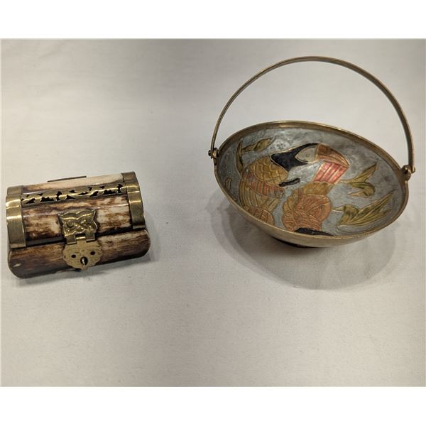 Ivory? Incense Box with Brass