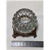 Image 1 : Glass Candle Holder on Heavy Brass Coloured Pedistle