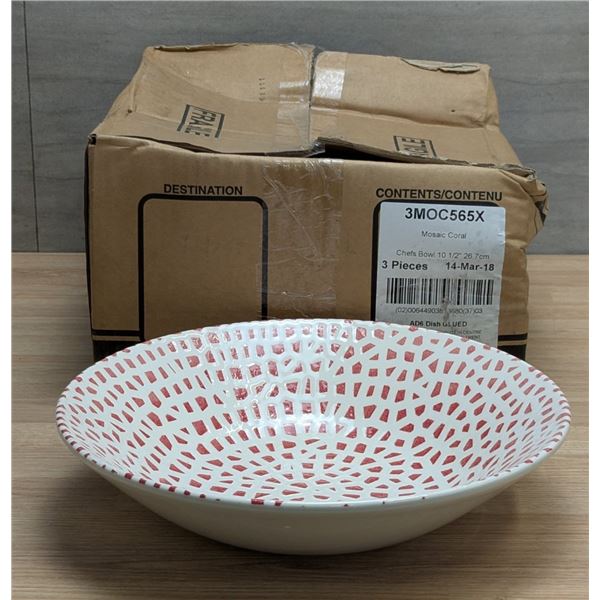 10-1/2" Mosaic Coral Chefs Bowls (26.7cm), Dudson 3MOC565X - Lot of 3 (1 Case)