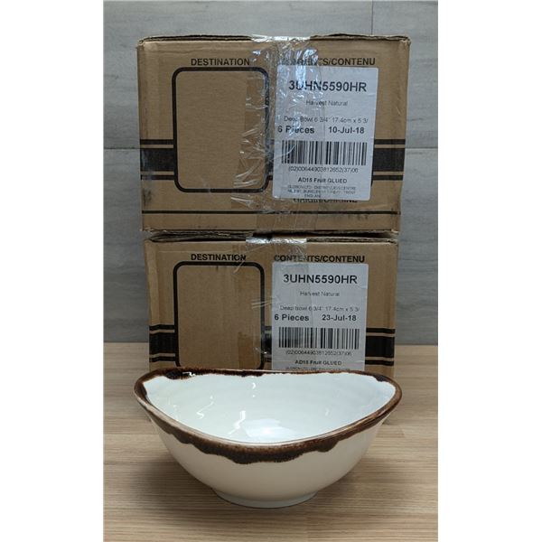 6-3/4" x 5-3/4" Harvest Natural Deep Bowls 16.5oz, Dudson 3UHN5590HR - Lot of 12 (2 Cases)