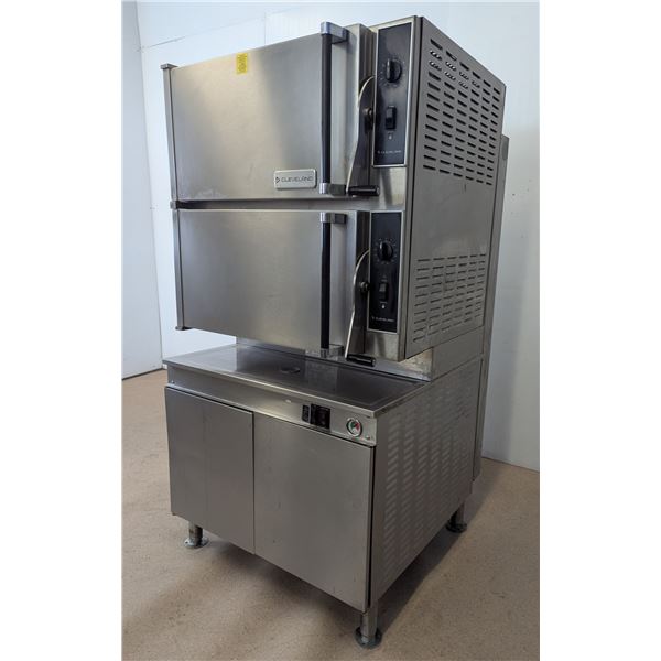 Cleveland 36CGM16300 Natural Gas 16 Pan Convection Floor Steamer w/Boiler Base