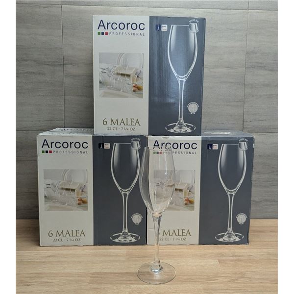 Arcoroc 7-1/4oz Champagne Flute Wine Glasses - Lot of 18 (3 Cases) | FtMC1