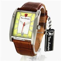 New Lamborghini Swiss Movement Tank Style SS Watch Retail $1995 (WAT-118)