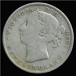 1880 Canada Newfoundland 20c Silver Hi Grade RARE Variety (COI-6764)