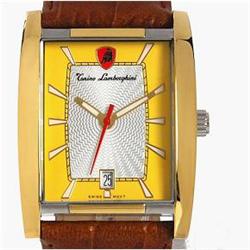New Lamborghini Swiss Movement Tank Style18k/SS Watch Retail $2495 (WAT-117)
