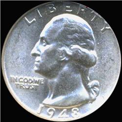 1948 Washington 25c Silver Quarter Coin Graded GEM (COI-6818)