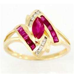 1.26Ct Natural Ruby & Genuine Diamond 9K Gold Ring (JEW-9150X)