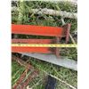 Image 3 :  Steel feed stand  I-beams with orange paint, each beam measuring approximately 7 inches in width an