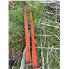 Image 4 :  Steel feed stand  I-beams with orange paint, each beam measuring approximately 7 inches in width an