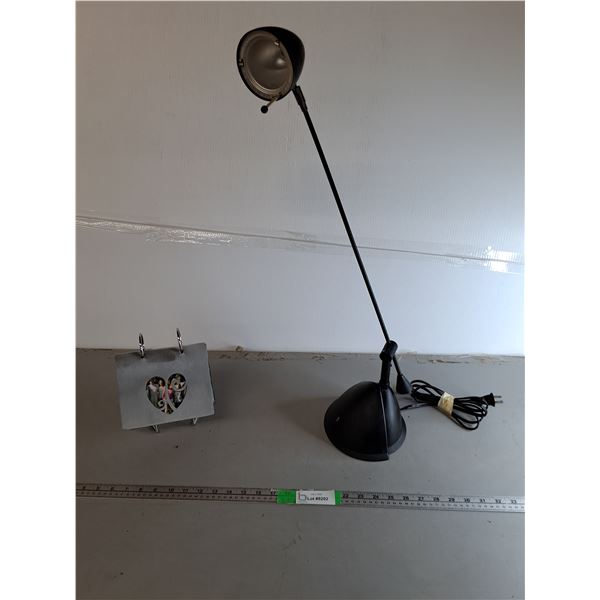 Adjustable Desk Lamp 27"- As Is & Photo Stand