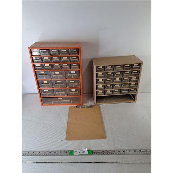 (2) Metal Storage Containers Up to 12" x 6" x 16.5" & Clipboard