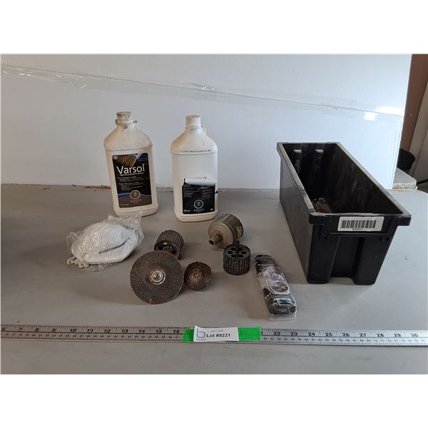 (2) Bottles of Varsol- Up to 1/2 Full, Earbuds, Rotary Drum Rasps, MIsc. Can't Ship