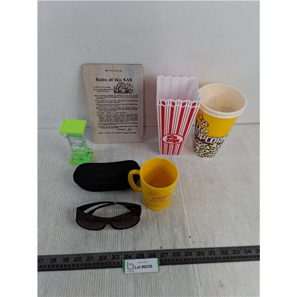Popcorn Cups, Robins Travel Mug, Bar Rules Plaque, Misc.