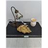 Image 1 : Tiffany Style Desk Lamp - Tested, Scentsy Incense Warmer - Tested, "Golden Leaf" Platter