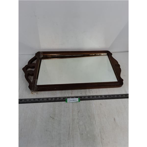Wood Framed Wall Mirror - 28" x 14" - Some Loose Parts