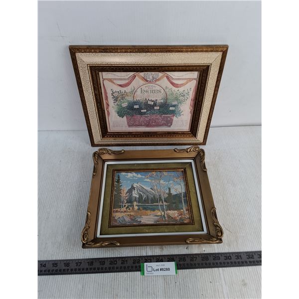 (2) Vintage Framed Wall Decor - Largest 14" x 12"