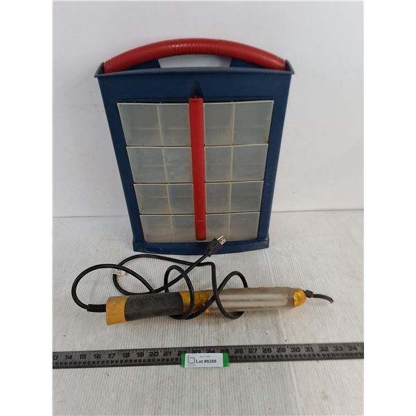 Small Parts Shop Storage Cabinet - 17x13x4", Flourescent Trouble Light - Tested