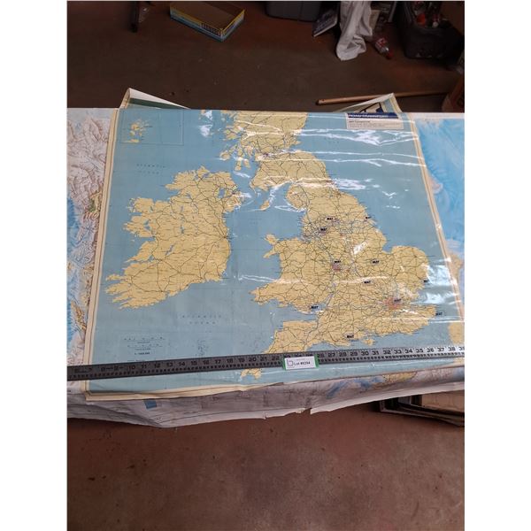 * (3) Vintage Maps (2-Canada 53" x 47", Great Britain 38" x 34")