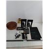 Image 1 : Swiss Business Tool, Sony MP3 Recorder, Large Calculator, Book Ends, Misc.