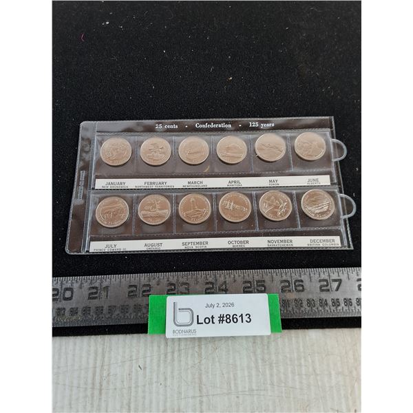Set of 12 Canadian "125 Years of Confederation" Quarters