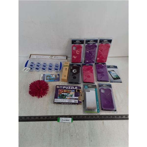 Assorted New Items - Phone Cases, Ice Cube Tray, Disposable Knives, Misc.