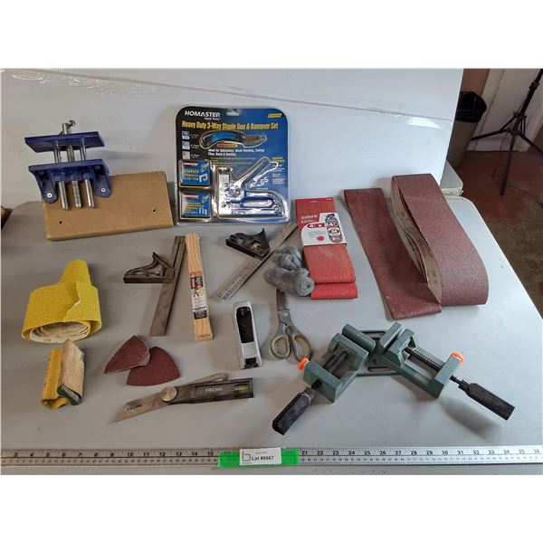 Sanding Belts, Combination Squares, Staple Gun/Remover