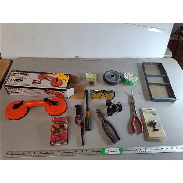 Vehicle Repair Suction Cup, Trimmer Line, Compass, MIsc.