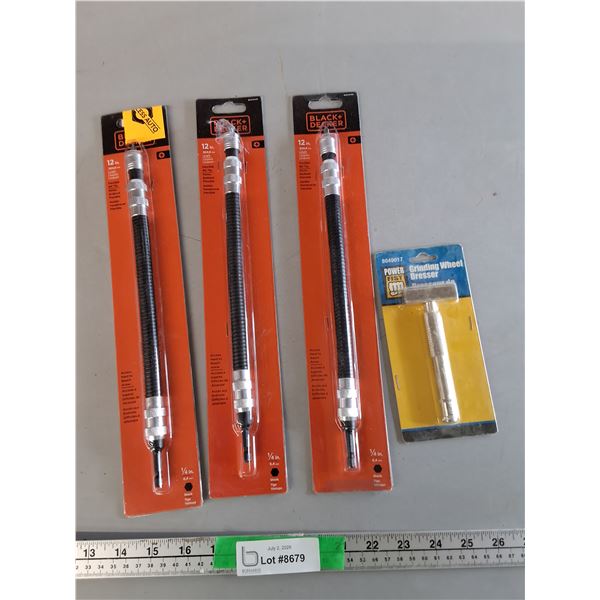 (3) 12" Flexible Bit Tips & Grinding Wheel Dresser