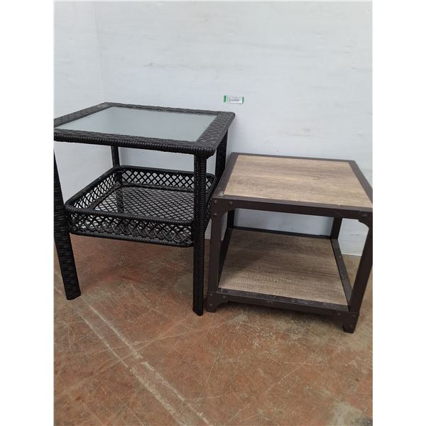 * 2 Tier End Tables (2) - Glass Top 22x22x24 - Wooden Top 20x20x14 - Cannot Ship