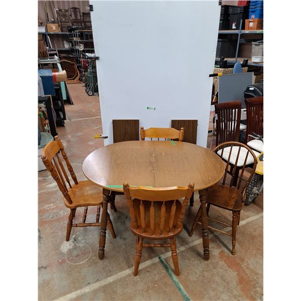 *Wooden Table and (4) Chairs, (2) Leaves No Shipping