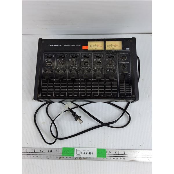 Realistic Stereo Audio Mixer - Powers On, As Is