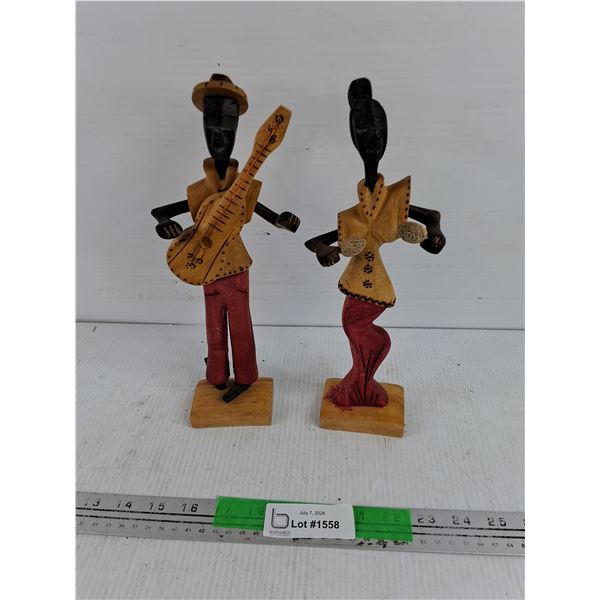 (2) Carved Wood Figures