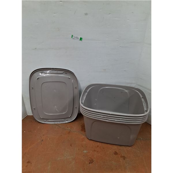 *(3) Tote Bins Lids with (5) Tote Bins No Shipping