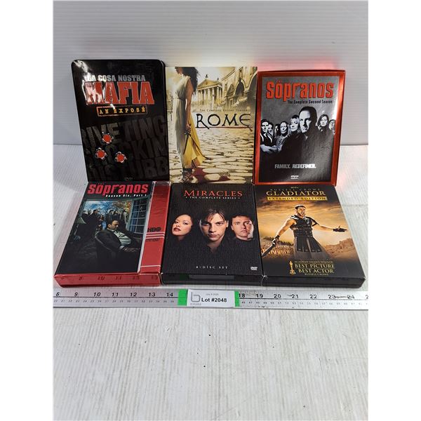 (6) Assorted DVD Sets: The Sopranos,Gladiator,Miracles,Rome and The Mafia