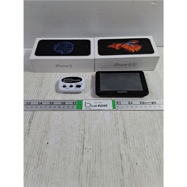 (2) iPhone 6 cases (empty),Garmin GPS and Timer as is