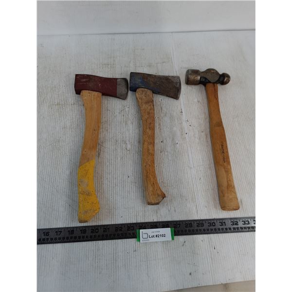 (2) 6" Head Axes, Ball Peen Hammer