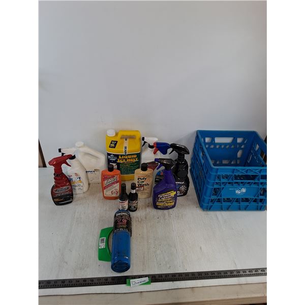 Assorted Chemicals - Mostly Partials for Automotive, Milk Crate, Cannot Ship