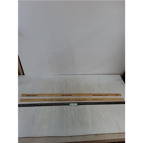 (2) Vintage Promotional Wooden Yard Sticks - Beaver Lumber & Peel Insurance